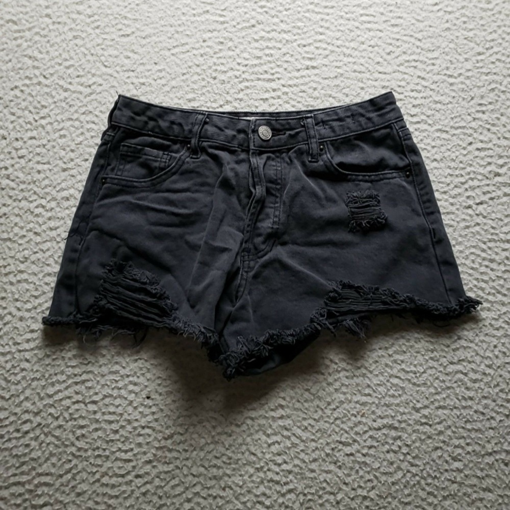 PacSun Shorts Womens 26 Black Denim Cutoff Distressed Frayed Hem Casual Summer